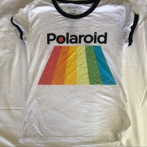 white polaroid tee